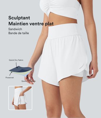 Short 2-en-1 de course gainant taille haute avec points réfléchissants, ourlet croisé et séchage rapide 12,5 cm avec poches SoftlyZero™