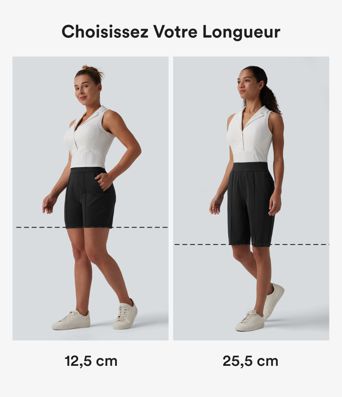 Short de golf séchage rapide taille haute avec poches 25 cm - Golf Tee - UPF40+