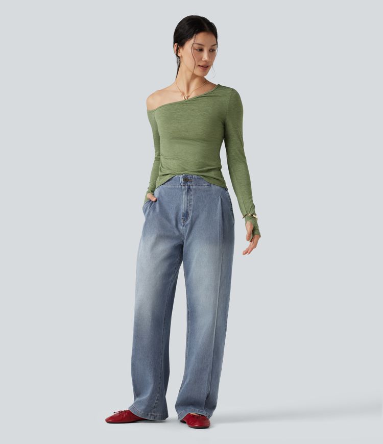 Halara Flex™ High-waisted Casual Tapered Jeans with Pockets