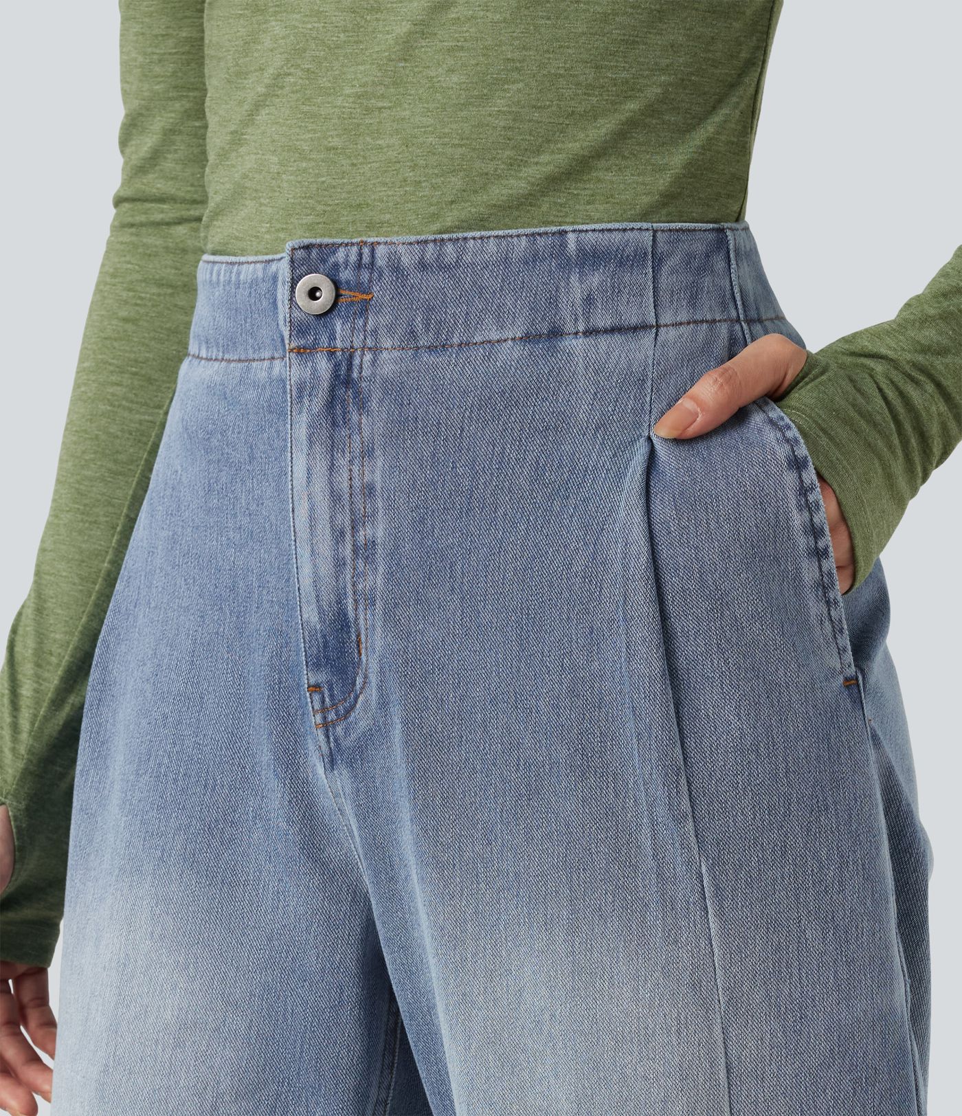 Halara Flex™ High-waisted Casual Tapered Jeans with Pockets