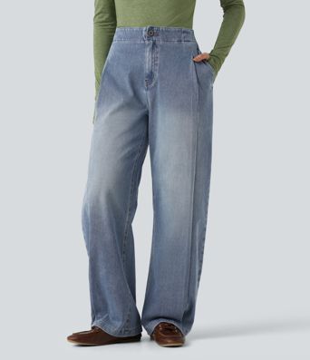 Halara Flex™ High-waisted Casual Tapered Jeans with Pockets