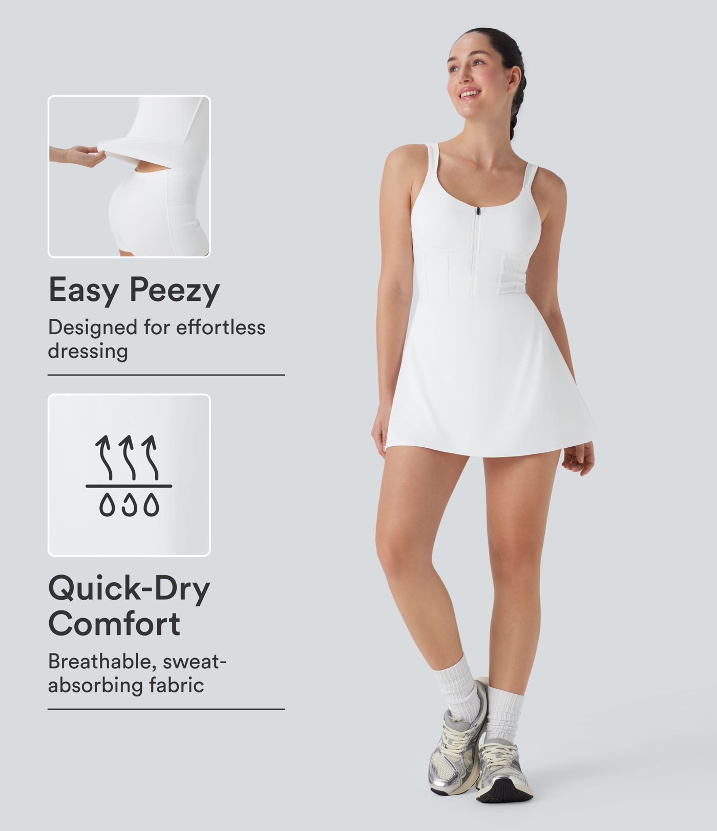 SoftlyZero™ QuickDry Zip Corset 2-in-1 Mini Dance Active Dress with Pockets-Easy Peezy Edition SoftlyZero™ QuickDry Zip Corset 2-in-1 Mini Dance Active Dress with Pockets-Easy Peezy Edition