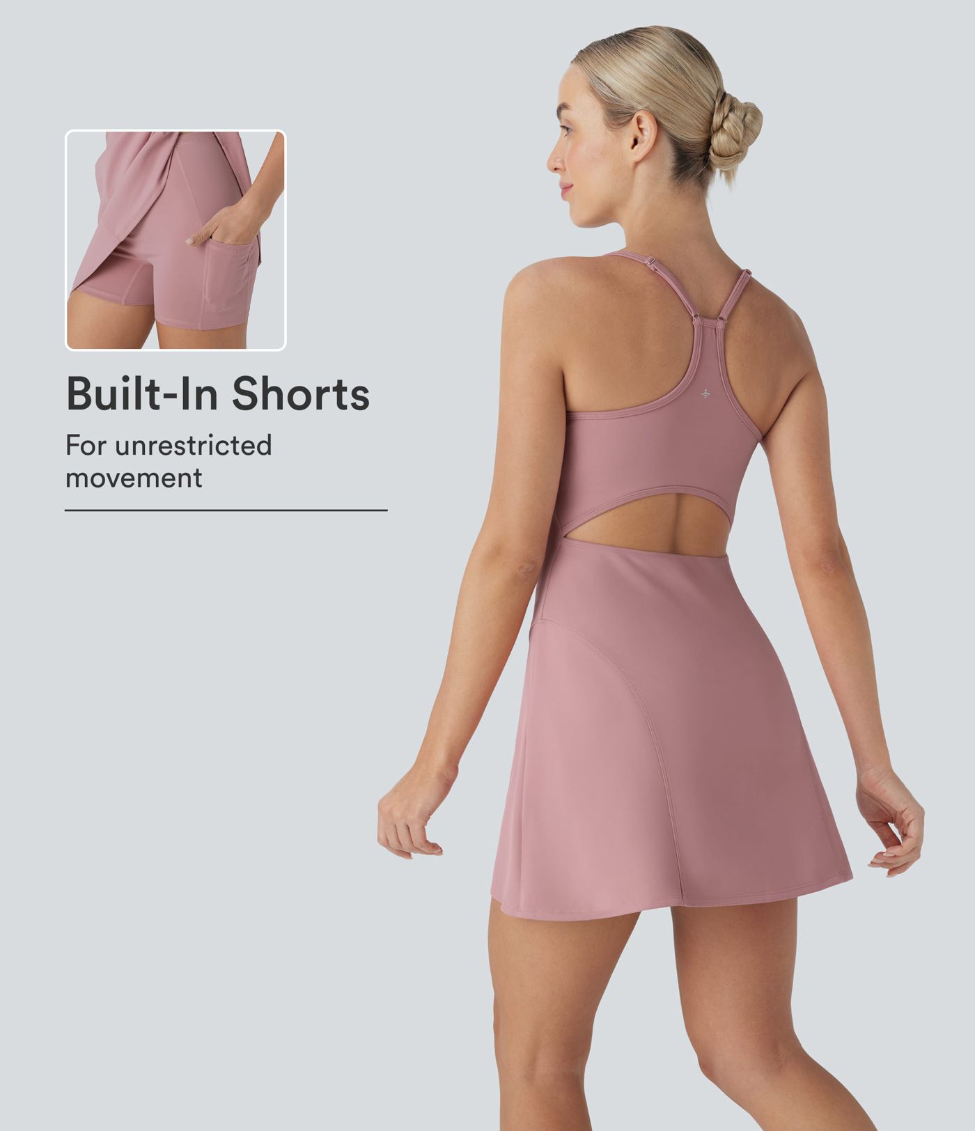 SpeedWave™ Racerback Cut Out 2 Piece Mini Quick Dry Hiking Active Slip Dress with Pockets SpeedWave™ Racerback Cut Out 2 Piece Mini Quick Dry Hiking Active Slip Dress with Pockets