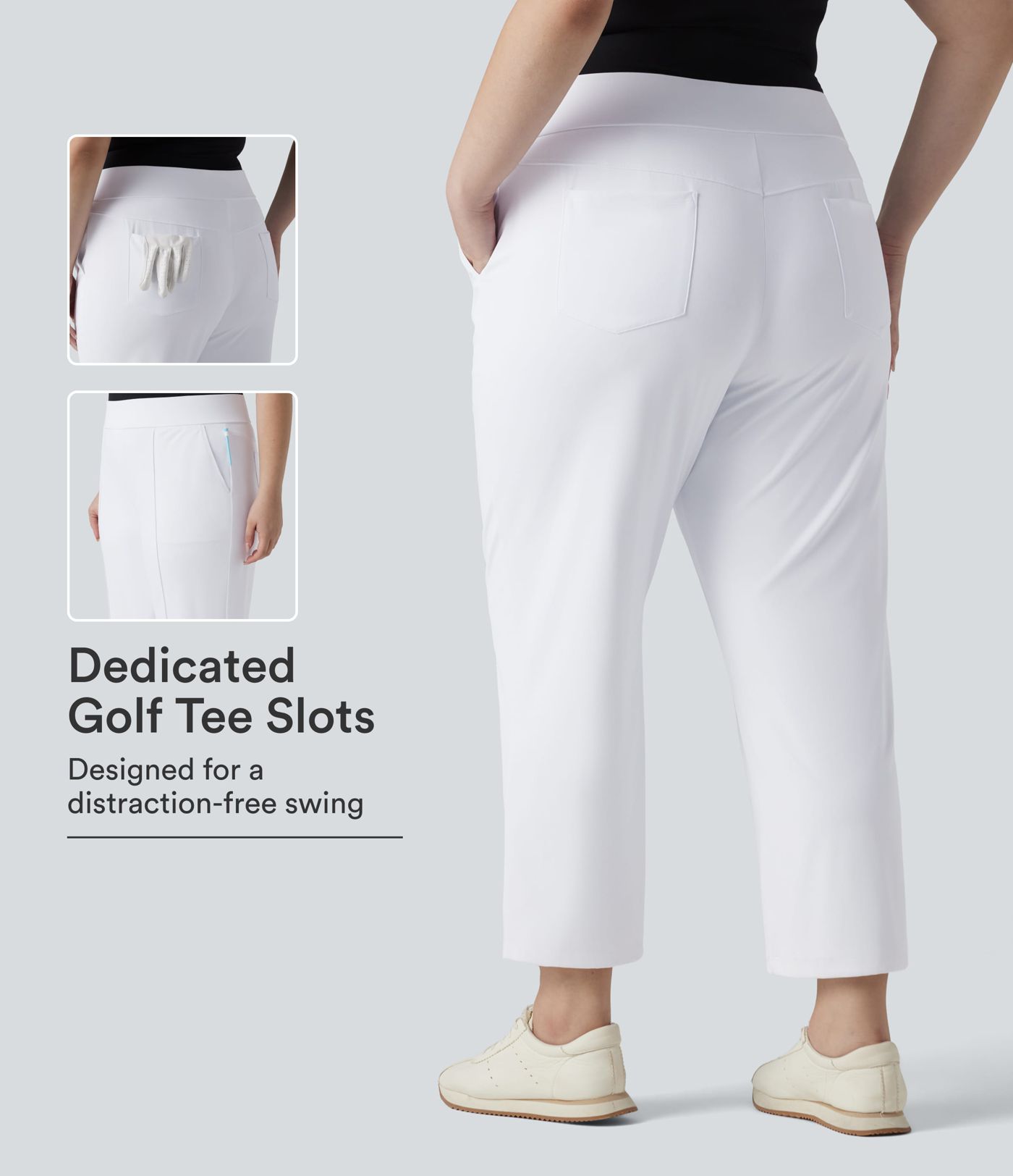 High Waisted Quick Dry Golf Plus Size Pants with Pockets-Golf Tee-UPF40+ High Waisted Quick Dry Golf Plus Size Pants with Pockets-Golf Tee-UPF40+