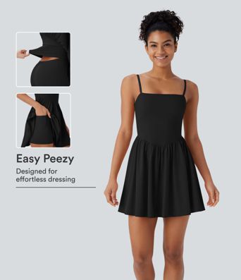 Breezeful™ 2-in-1 Quick Dry Mini Yoga Active Dress with Pockets-Easy Peezy Edition