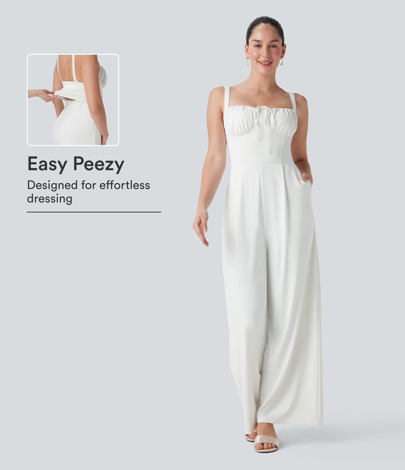 Square Neck Drawstring Jumpsuit with Pockets-Easy Peezy Edition Square Neck Drawstring Jumpsuit with Pockets-Easy Peezy Edition