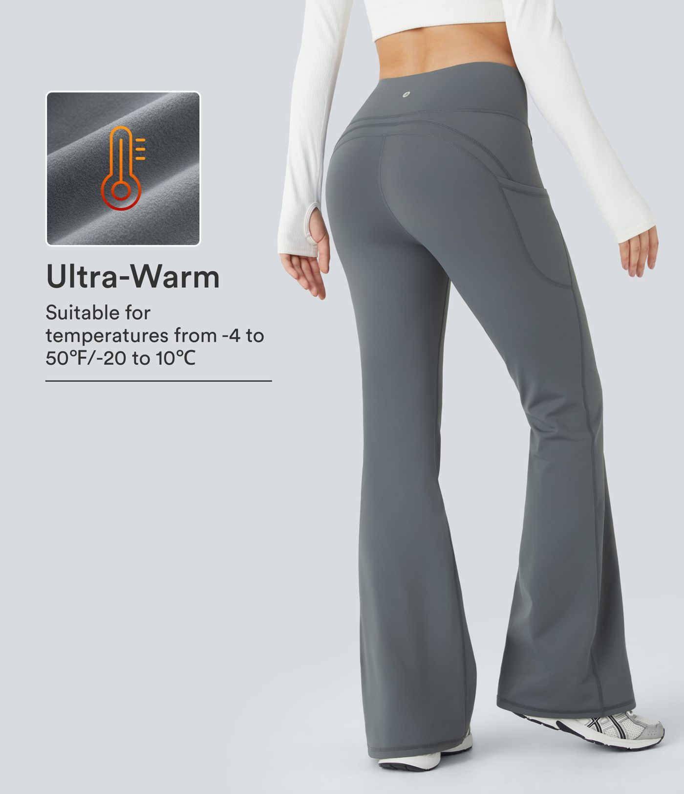 High Waisted Pocket Thermal Yoga Flare Leggings High Waisted Pocket Thermal Yoga Flare Leggings