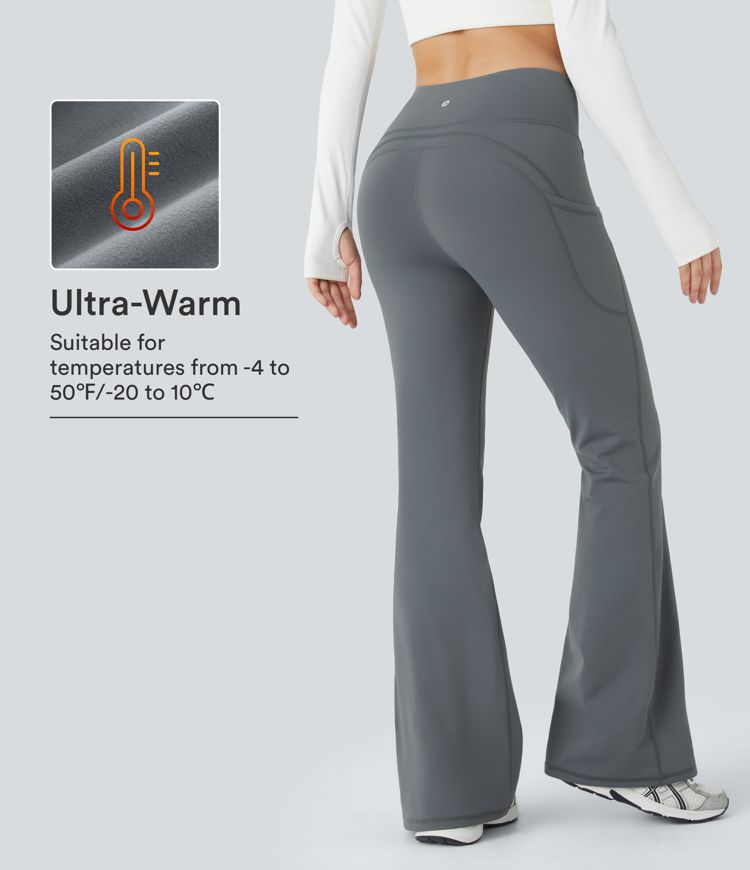 High Waisted Pocket Thermal Yoga Flare Leggings High Waisted Pocket Thermal Yoga Flare Leggings