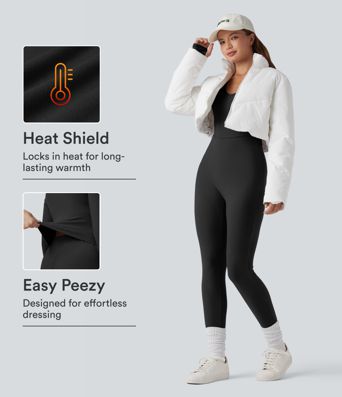 Halara HeatCore V-neck Long Sleeve Thumb Holes Skinny Casual Warming Jumpsuit-Easy Peezy Halara HeatCore V-neck Long Sleeve Thumb Holes Skinny Casual Warming Jumpsuit-Easy Peezy