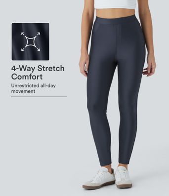 High Waisted Sheen Casual Skinny Pants with Pockets