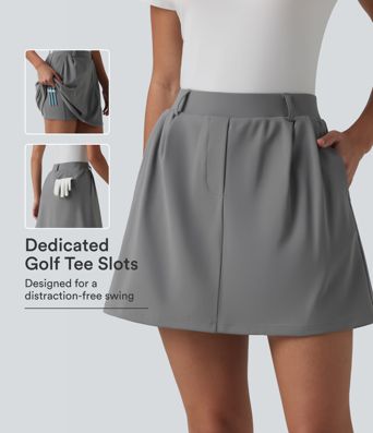 Jupe de golf taille mi-haute 2-en-1, coupe trapèze (A-line) — poches pour tees de golf