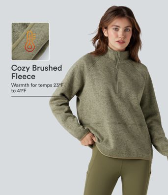 Gemêleerde fleece-sweatshirt voor wandelen met opstaande kraag en halve rits Gemêleerde fleece-sweatshirt voor wandelen met opstaande kraag en halve rits