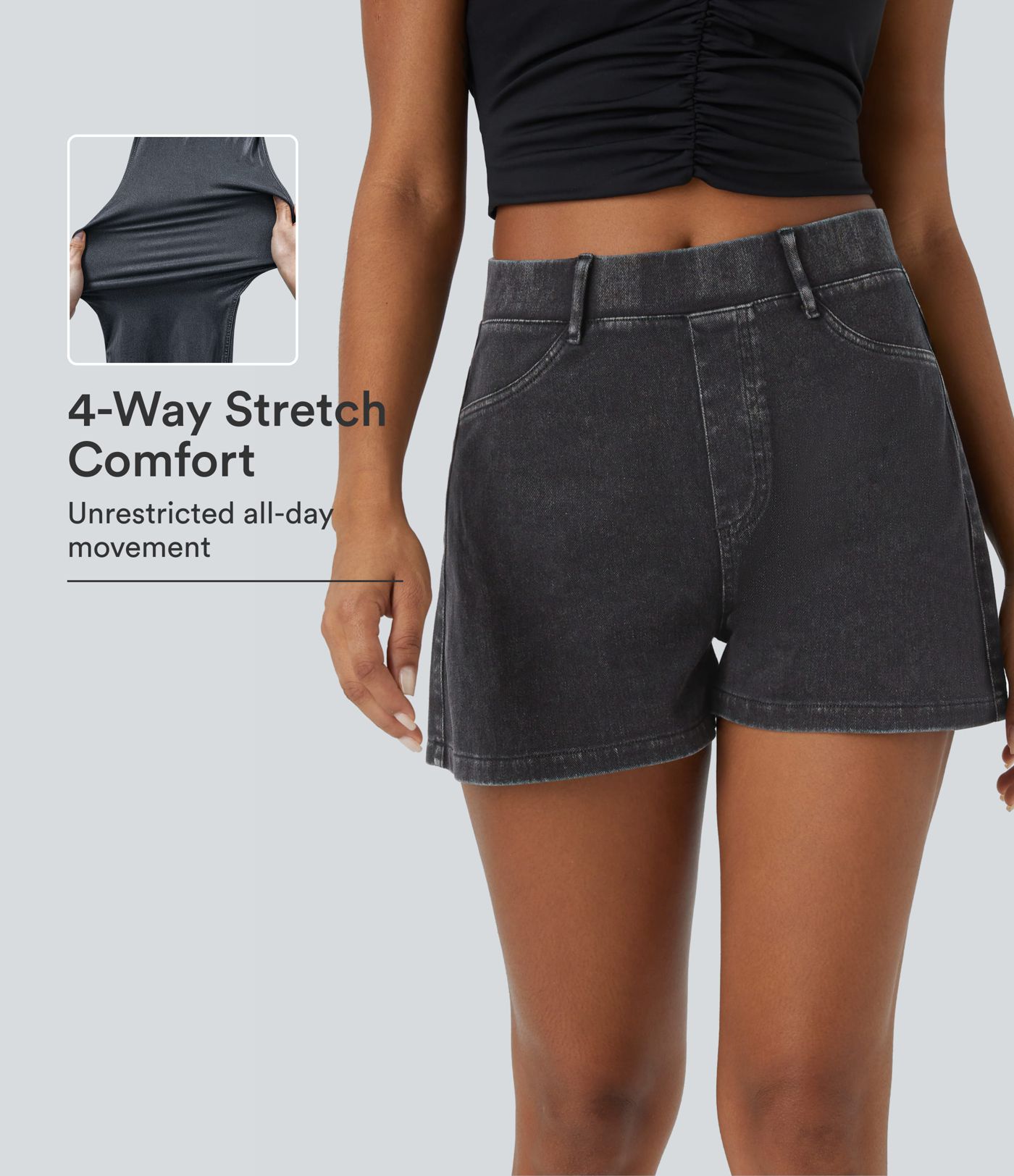 Halara Flex™ High Waisted Pocket Denim Casual Shorts 2.5'' Halara Flex™ High Waisted Pocket Denim Casual Shorts 2.5''