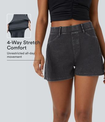 Halara Flex™ High Waisted Pocket Denim Casual Shorts 2.5'' Halara Flex™ High Waisted Pocket Denim Casual Shorts 2.5''
