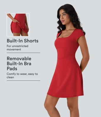 SoftlyZero™ Plush Square Neck Corset 2-in-1 Mini Casual Dress with Pockets SoftlyZero™ Plush Square Neck Corset 2-in-1 Mini Casual Dress with Pockets