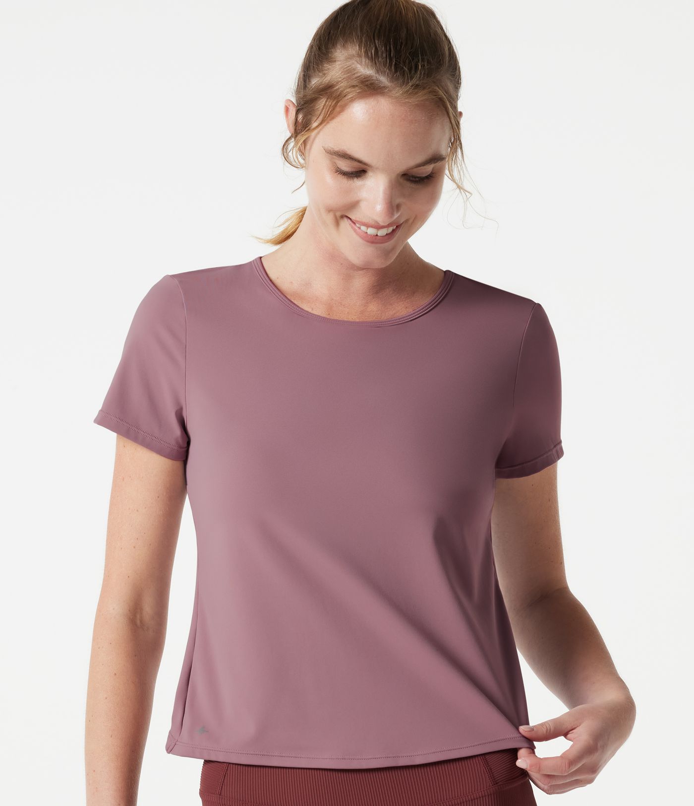 Round Neck Built-in Bra Short Sleeve Cool Touch Quick Dry Yoga Sports Top-UPF50+ Round Neck Built-in Bra Short Sleeve Cool Touch Quick Dry Yoga Sports Top-UPF50+