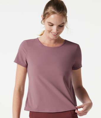 Round Neck Built-in Bra Short Sleeve Cool Touch Quick Dry Yoga Sports Top-UPF50+ Round Neck Built-in Bra Short Sleeve Cool Touch Quick Dry Yoga Sports Top-UPF50+
