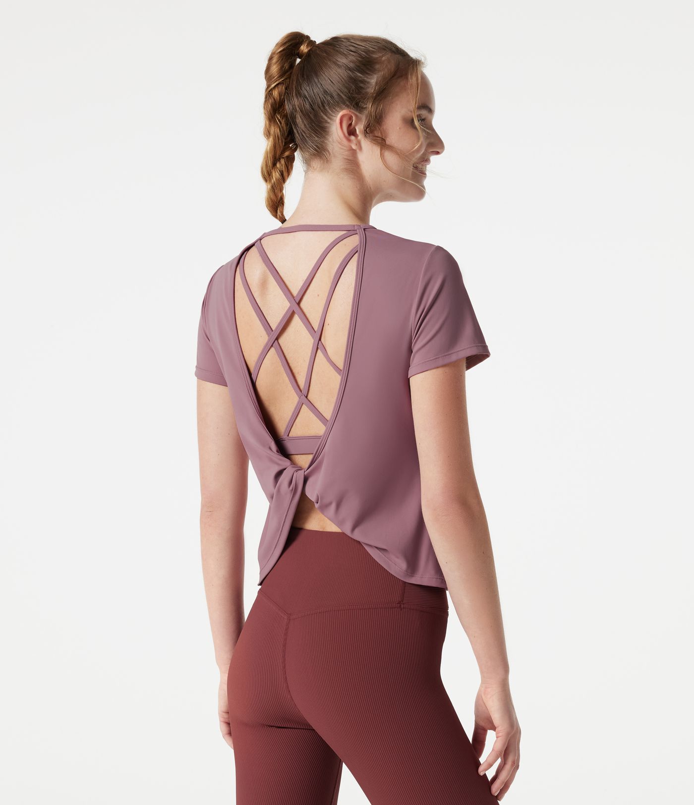 Round Neck Built-in Bra Short Sleeve Cool Touch Quick Dry Yoga Sports Top-UPF50+ Round Neck Built-in Bra Short Sleeve Cool Touch Quick Dry Yoga Sports Top-UPF50+