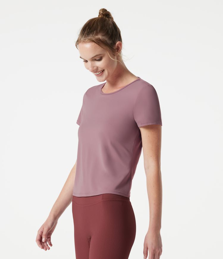 Round Neck Built-in Bra Short Sleeve Cool Touch Quick Dry Yoga Sports Top-UPF50+ Round Neck Built-in Bra Short Sleeve Cool Touch Quick Dry Yoga Sports Top-UPF50+