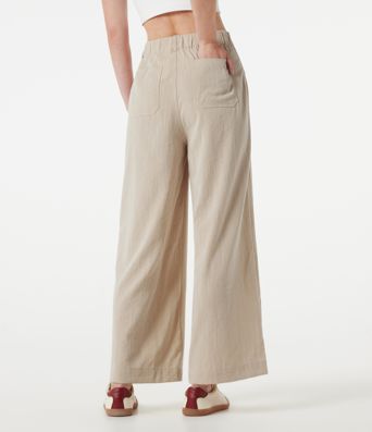 Freizeithose mit hohem Bund, weitem Bein, Leinenoptik und Taschen Freizeithose mit hohem Bund, weitem Bein, Leinenoptik und Taschen