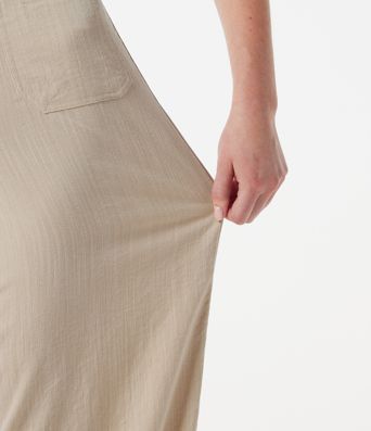 Freizeithose mit hohem Bund, weitem Bein, Leinenoptik und Taschen Freizeithose mit hohem Bund, weitem Bein, Leinenoptik und Taschen