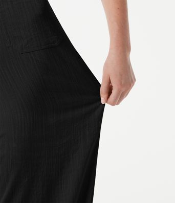 Pantalon large casual taille haute toucher lin avec poches