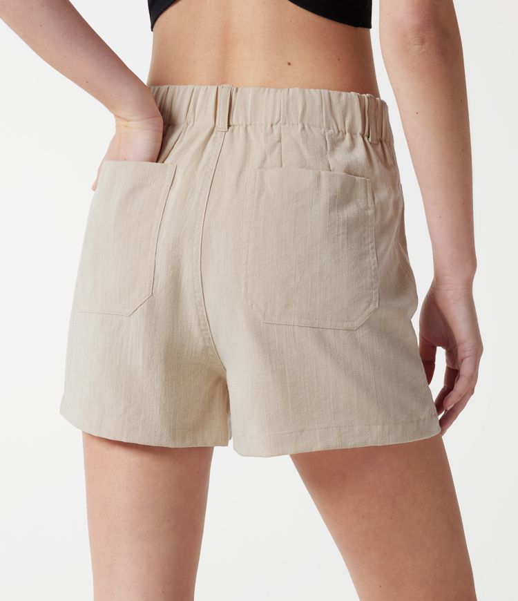 Lässige Shorts in Leinenoptik mit hohem Bund, mit Taschen - 7,62 cm Lässige Shorts in Leinenoptik mit hohem Bund, mit Taschen - 7,62 cm