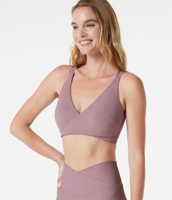 Low Support V Neck Built-in Bra Cool Touch Quick Dry Yoga Sports Bra-UPF50+