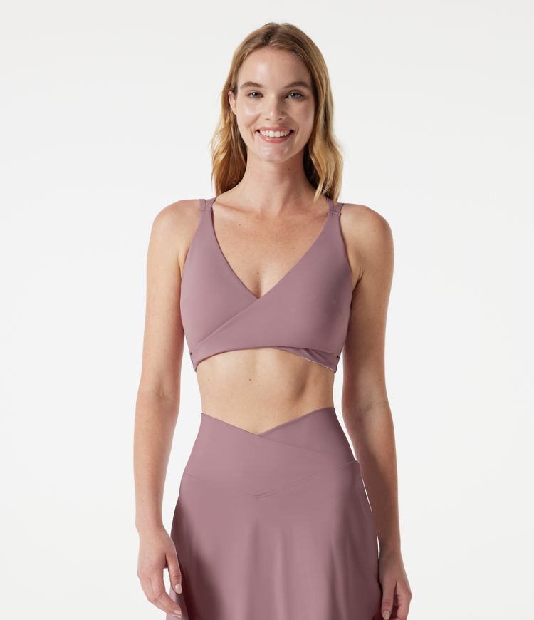 Low Support V Neck Built-in Bra Cool Touch Quick Dry Yoga Sports Bra-UPF50+