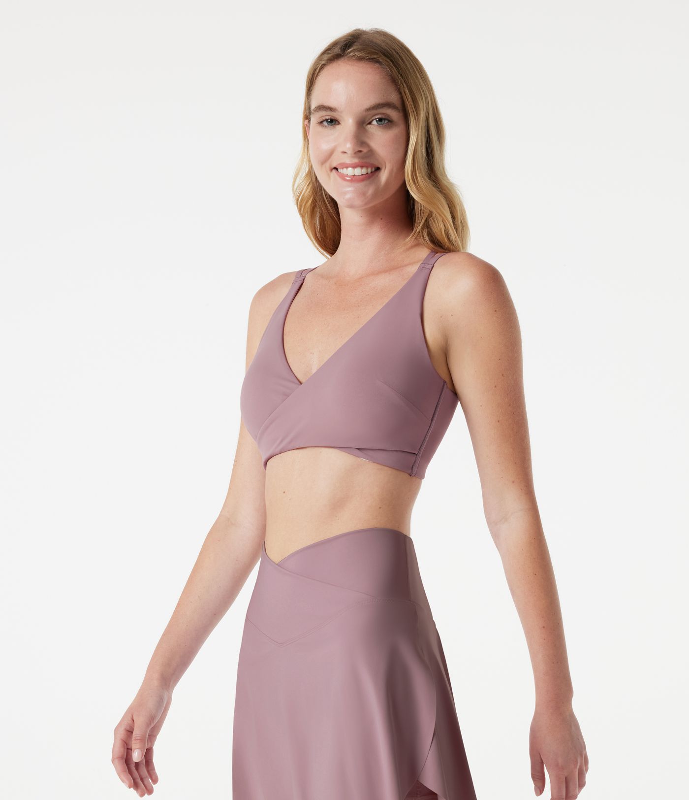 Low Support V Neck Built-in Bra Cool Touch Quick Dry Yoga Sports Bra-UPF50+