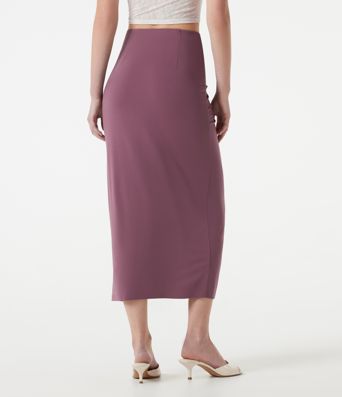 High Waisted Ruched Bodycon Midi Casual Skirt
