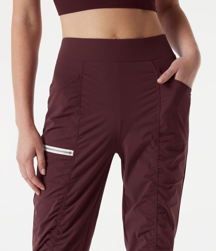 High-waisted Ruched Quick Dry Running Slim Pants with Pockets