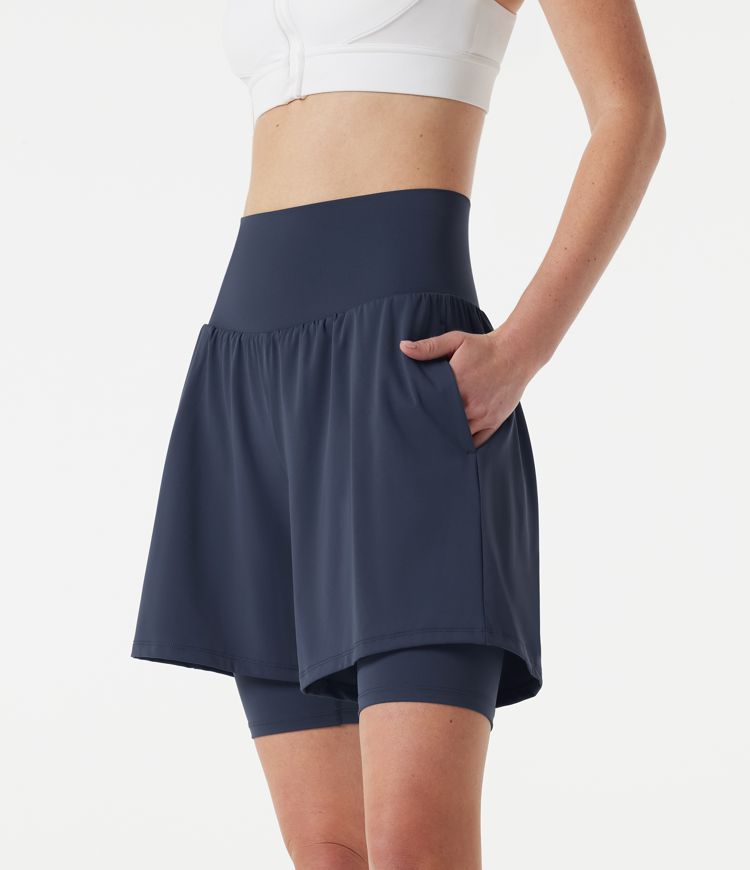 Softlyzero™ Airy, superhohe 2-in-1-Yoga-Shorts mit kühlendem Tragegefühl, mit Taschen - 22,86 cm Softlyzero™ Airy, superhohe 2-in-1-Yoga-Shorts mit kühlendem Tragegefühl, mit Taschen - 22,86 cm