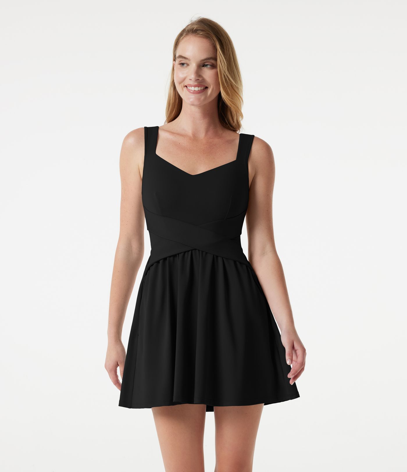 Built-in Bra Flowy Mini Casual Dress with Pockets