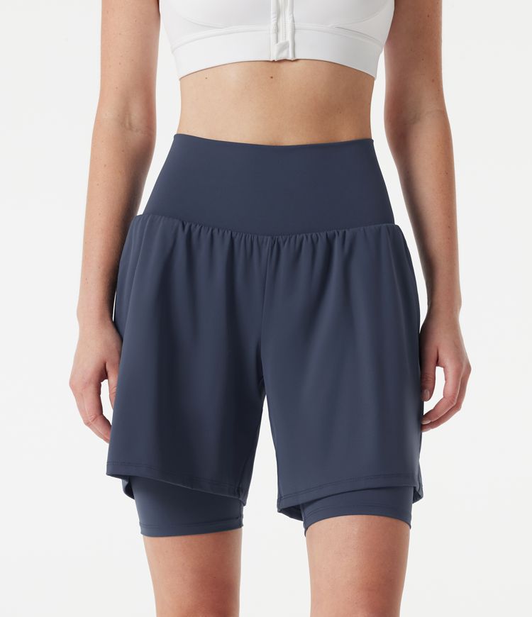 SoftlyZero™ Airy Super High Waisted 2-in-1 InstantCool Yoga Shorts 9'' with Pockets SoftlyZero™ Airy Super High Waisted 2-in-1 InstantCool Yoga Shorts 9'' with Pockets