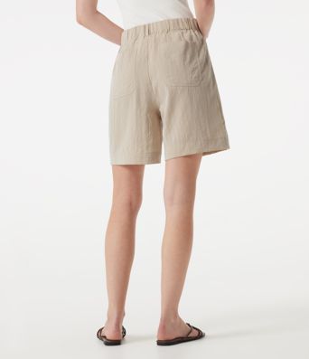 Lässige Shorts in Leinenoptik mit hohem Bund, mit Taschen - 17,78 cm Lässige Shorts in Leinenoptik mit hohem Bund, mit Taschen - 17,78 cm