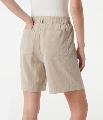 Lässige Shorts in Leinenoptik mit hohem Bund, mit Taschen - 17,78 cm Lässige Shorts in Leinenoptik mit hohem Bund, mit Taschen - 17,78 cm