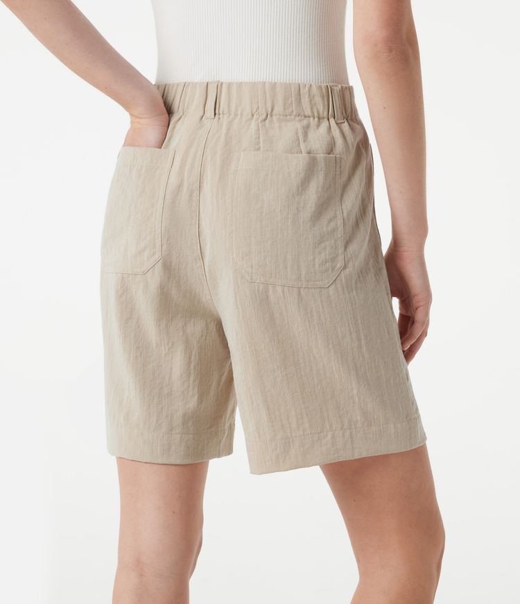 Lässige Shorts in Leinenoptik mit hohem Bund, mit Taschen - 17,78 cm Lässige Shorts in Leinenoptik mit hohem Bund, mit Taschen - 17,78 cm