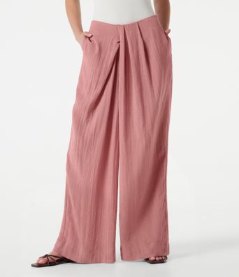Lässige Baggy-Hose in Leinenoptik mit mittelhohem Bund und Seitentaschen