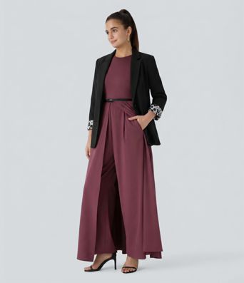 Breezeful™ Zipper Sleeveless Pocket Contrast Quick Dry Jumpsuit Breezeful™ Zipper Sleeveless Pocket Contrast Quick Dry Jumpsuit