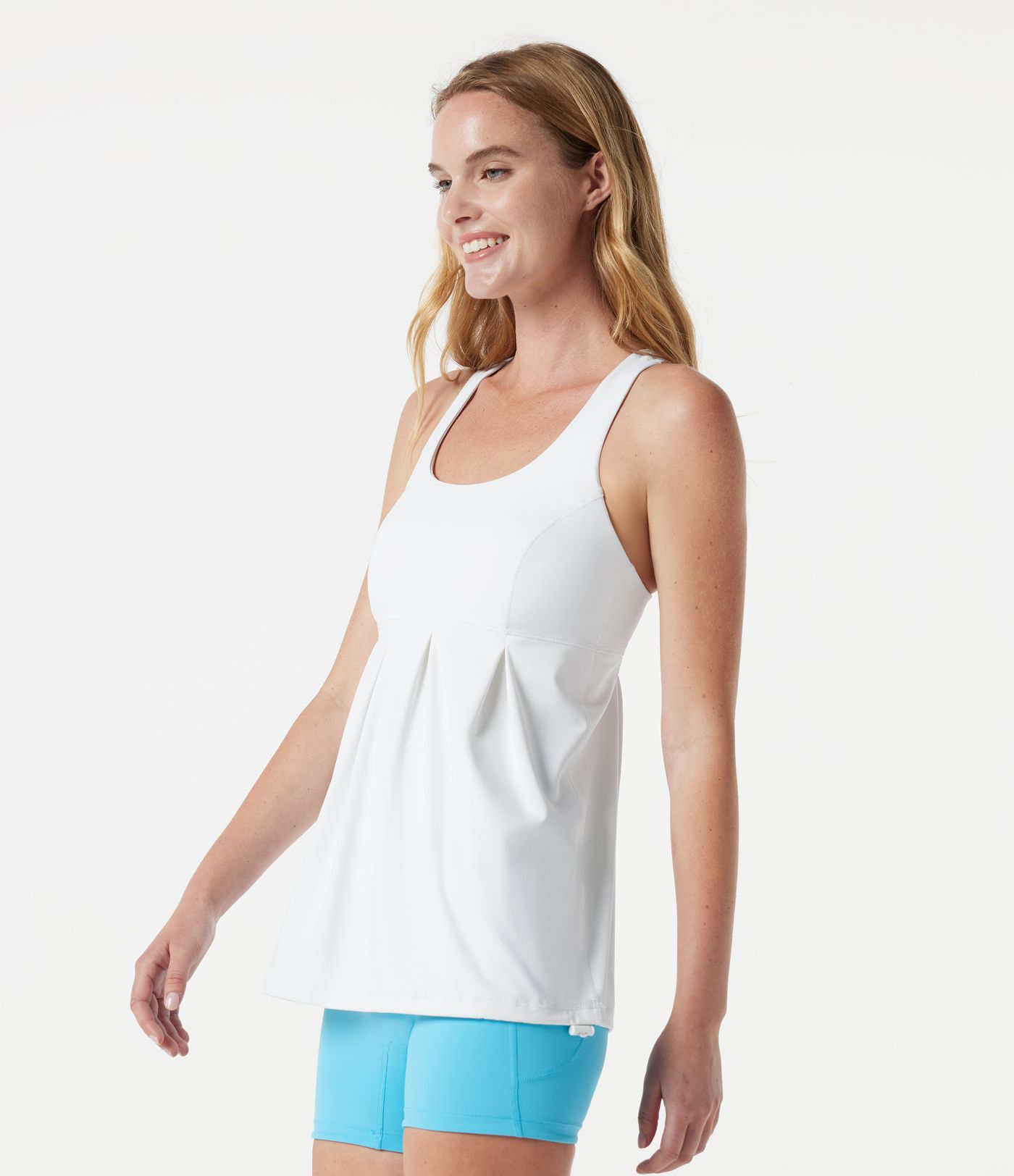 Racerback Drawstring Hem Built-in Bra Cool Touch Quick Dry Running Tank Top-UPF50+ Racerback Drawstring Hem Built-in Bra Cool Touch Quick Dry Running Tank Top-UPF50+