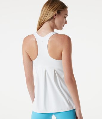 Racerback Drawstring Hem Built-in Bra Cool Touch Quick Dry Running Tank Top-UPF50+ Racerback Drawstring Hem Built-in Bra Cool Touch Quick Dry Running Tank Top-UPF50+
