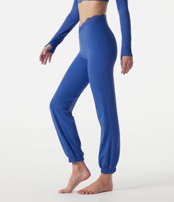 SoftlyZero™ High Waisted Contrast Lace Dance Balloon Joggers with Pockets-UPF50+ SoftlyZero™ High Waisted Contrast Lace Dance Balloon Joggers with Pockets-UPF50+
