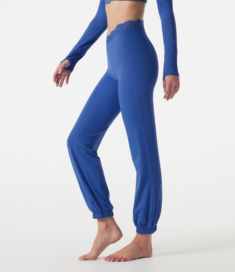 SoftlyZero™ High Waisted Contrast Lace Dance Balloon Joggers with Pockets-UPF50+ SoftlyZero™ High Waisted Contrast Lace Dance Balloon Joggers with Pockets-UPF50+