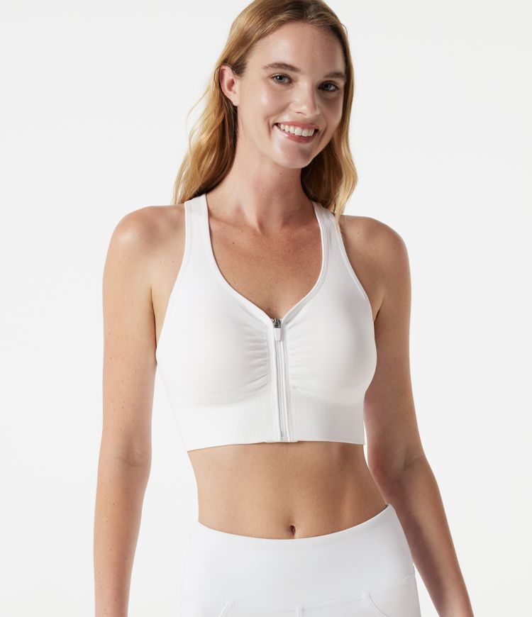 OneForm Seamless Flow Sport-BH mit geringem Halt, Racerback, Reißverschluss und integriertem BH, ideal für Yoga und Sport OneForm Seamless Flow Sport-BH mit geringem Halt, Racerback, Reißverschluss und integriertem BH, ideal für Yoga und Sport