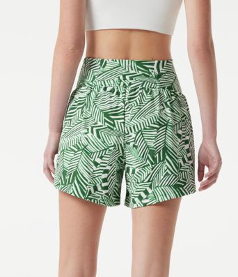 Hochtaillierte 2-in-1-Shorts mit tropischem Pflanzenmuster, mit Taschen - 12,7 cm Hochtaillierte 2-in-1-Shorts mit tropischem Pflanzenmuster, mit Taschen - 12,7 cm