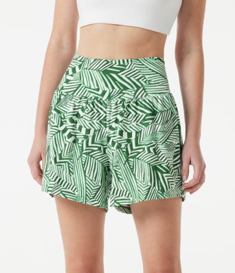 Hochtaillierte 2-in-1-Shorts mit tropischem Pflanzenmuster, mit Taschen - 12,7 cm Hochtaillierte 2-in-1-Shorts mit tropischem Pflanzenmuster, mit Taschen - 12,7 cm