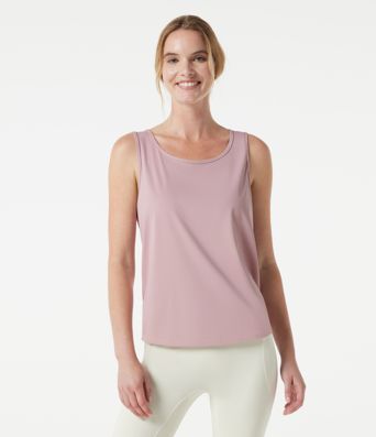 Débardeur de yoga à col rond avec dos en mesh et lien à nouer