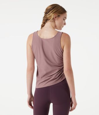 Débardeur de yoga à encolure en V, ourlet asymétrique et fronces latérales
