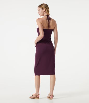 Halter Tie Back Midi Dress with Pockets Halter Tie Back Midi Dress with Pockets